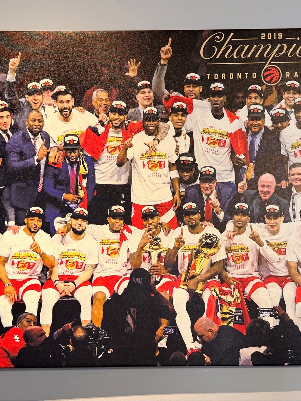 Toronto Raptors 2019 Champions Team Photo Canvas Print - Red & White
